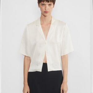 Aritzia Wilfred Beso Satin Shirt in Light Birch